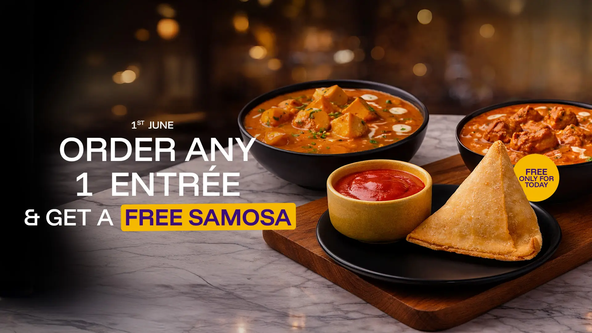 drop offer - free samosa on entreeimage